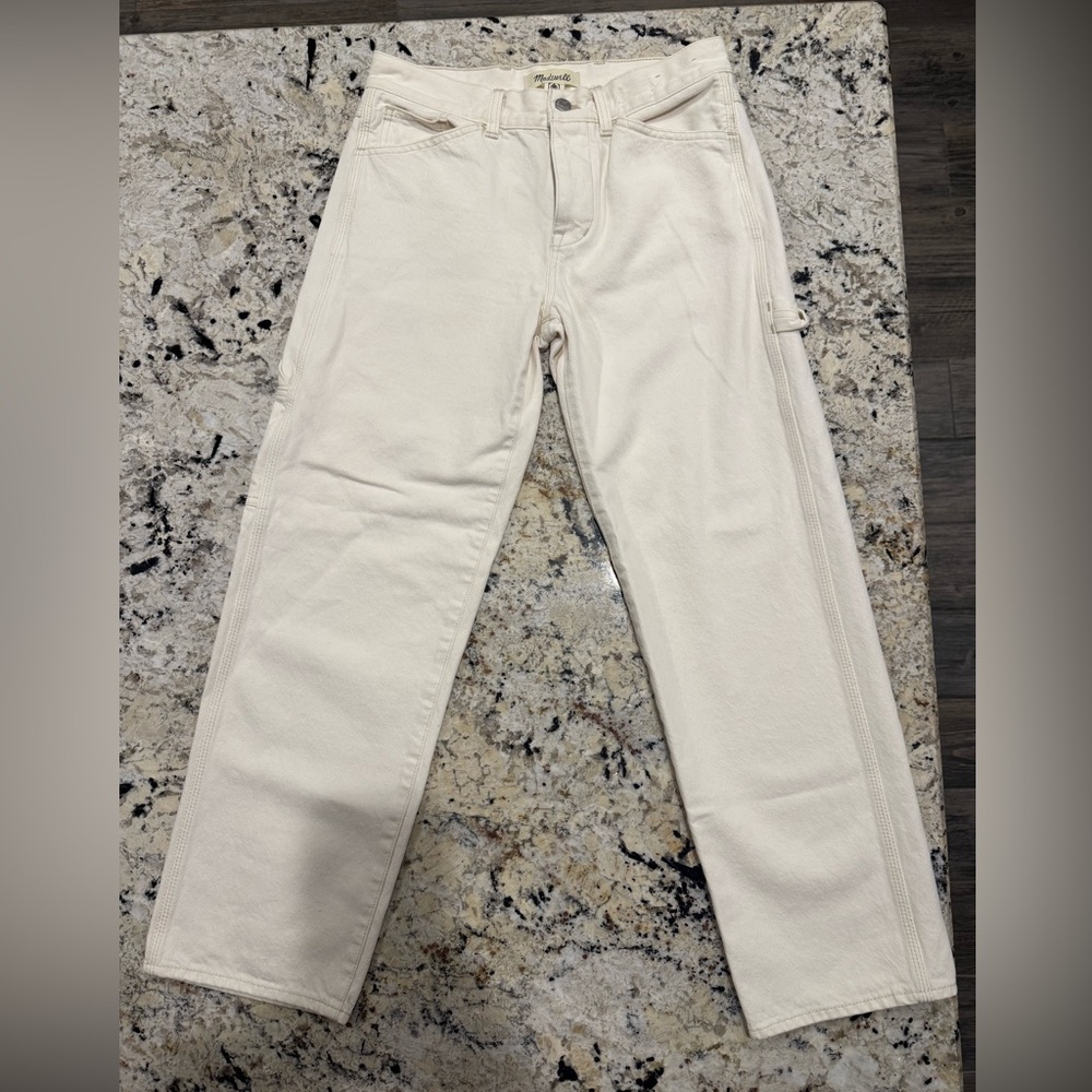 Madewell Cream Straight-Leg Pants